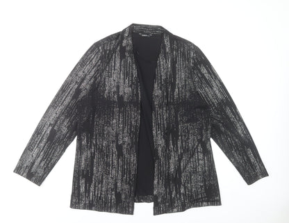 Roman Womens Black Glitter Long Sleeve Open Tunic Blouse Size 16