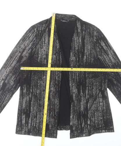 Roman Womens Black Glitter Long Sleeve Open Tunic Blouse Size 16