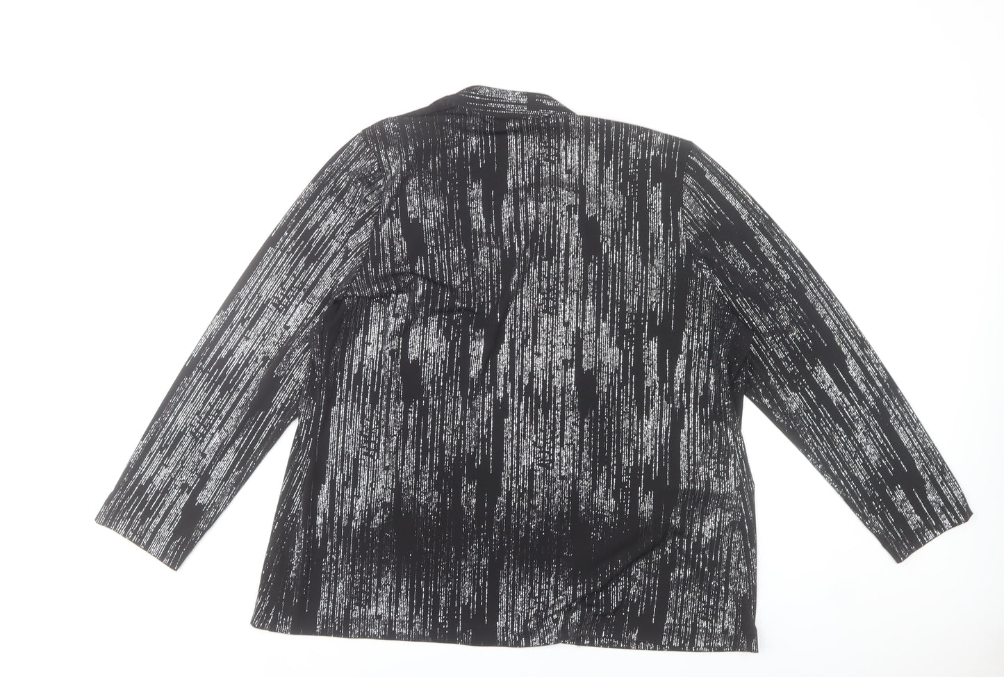 Roman Womens Black Glitter Long Sleeve Open Tunic Blouse Size 16