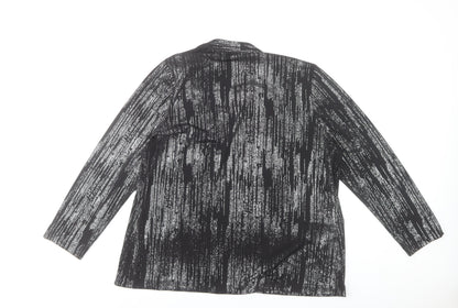 Roman Womens Black Glitter Long Sleeve Open Tunic Blouse Size 16