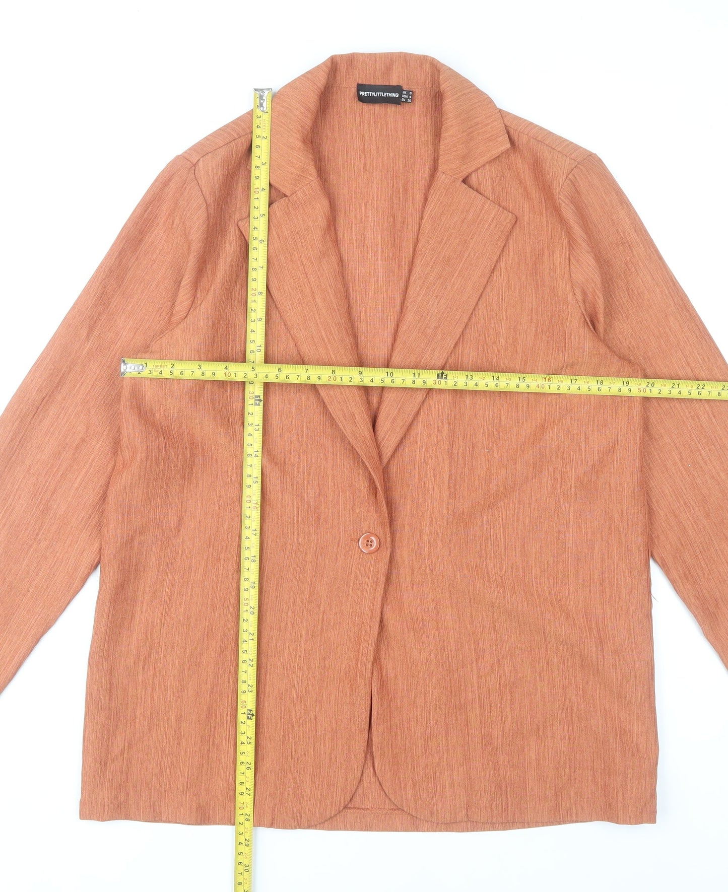 PrettyLittleThing Womens Orange Blazer Size 8 Casual Classic Jacket