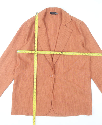 PrettyLittleThing Womens Orange Blazer Size 8 Casual Classic Jacket