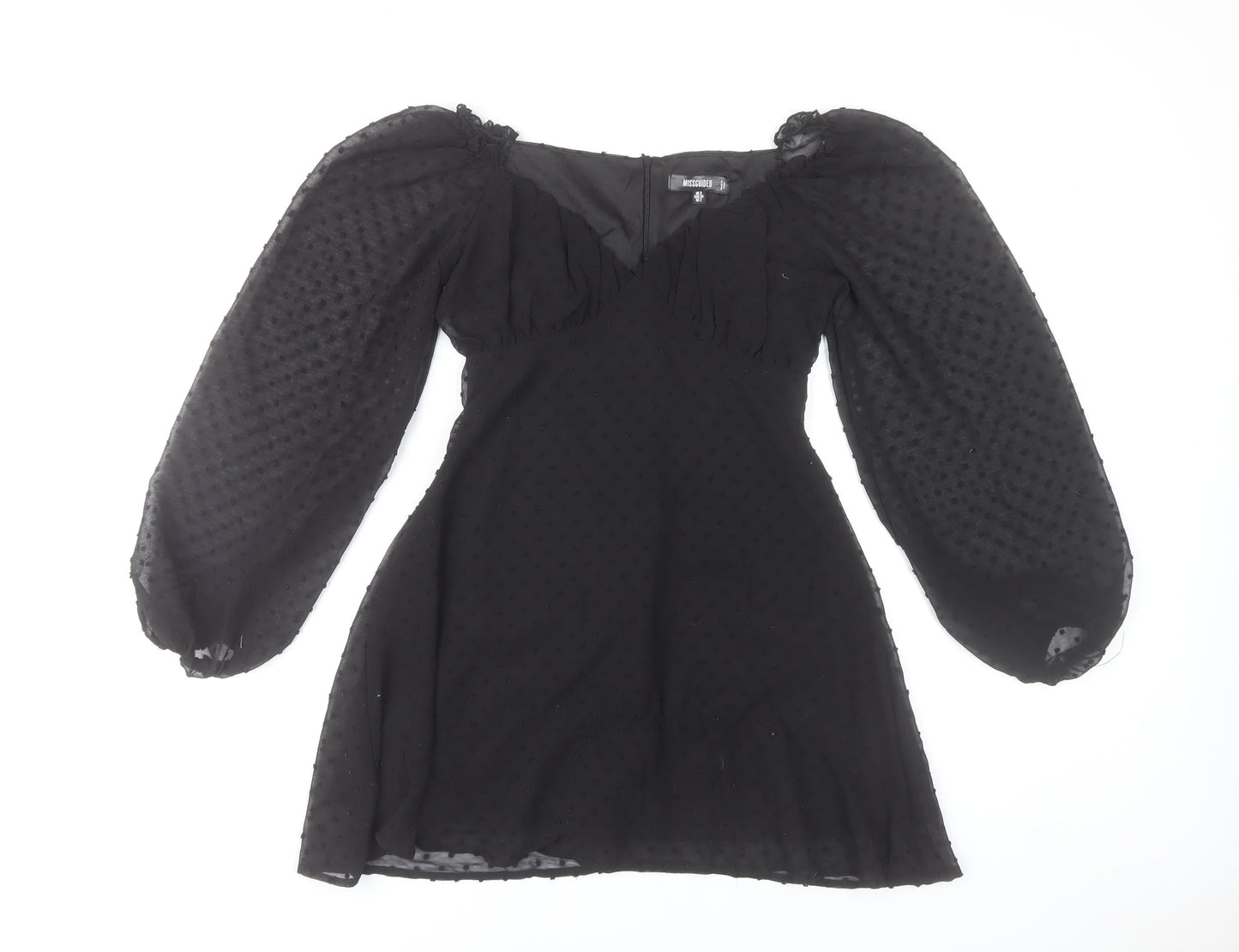 Missguided Women Black Size 6 Mini Bodycon Puff Sleeve Dress