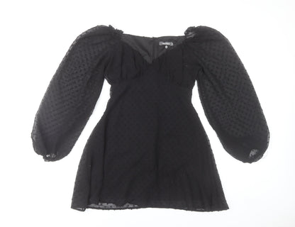 Missguided Women Black Size 6 Mini Bodycon Puff Sleeve Dress