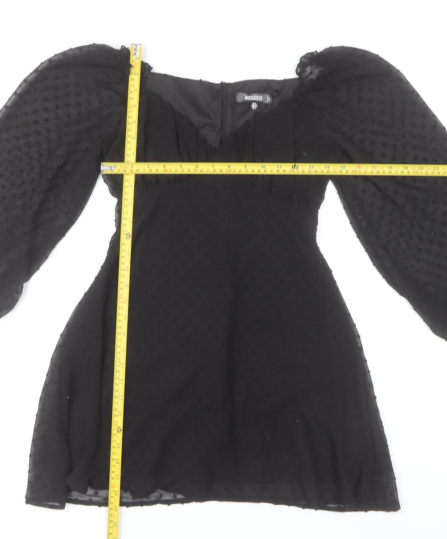 Missguided Women Black Size 6 Mini Bodycon Puff Sleeve Dress