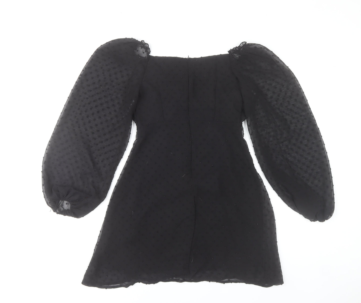 Missguided Women Black Size 6 Mini Bodycon Puff Sleeve Dress
