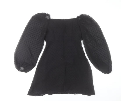 Missguided Women Black Size 6 Mini Bodycon Puff Sleeve Dress