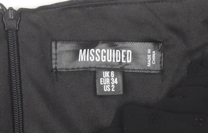 Missguided Women Black Size 6 Mini Bodycon Puff Sleeve Dress