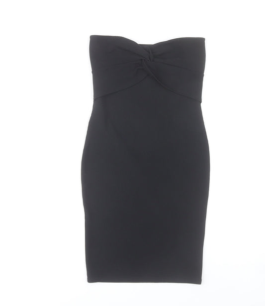 New Look Women’s Black Bodycon Strapless Knee Length Dress Size 10