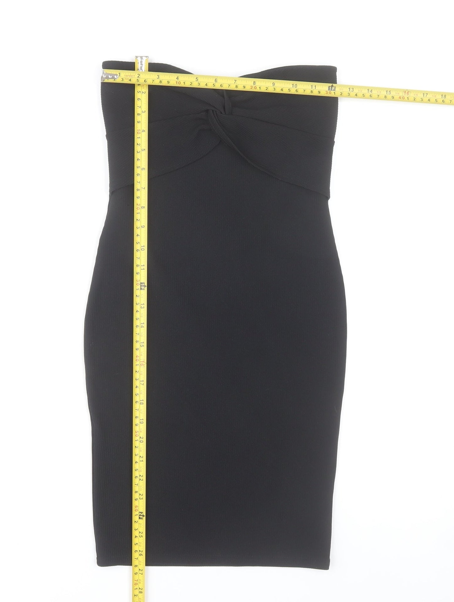 New Look Women’s Black Bodycon Strapless Knee Length Dress Size 10