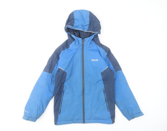 Regatta Boys Blue Waterproof Rain Coat Jacket 9-10 Years Hooded Outdoor