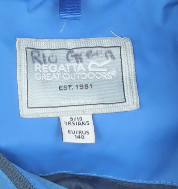 Regatta Boys Blue Waterproof Rain Coat Jacket 9-10 Years Hooded Outdoor