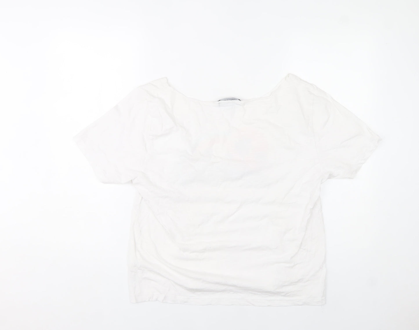 Kendall + Kylie Womens White Graphic T-Shirt Size 14 Short Sleeve Cotton
