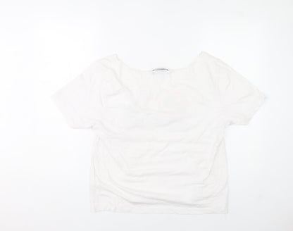 Kendall + Kylie Womens White Graphic T-Shirt Size 14 Short Sleeve Cotton