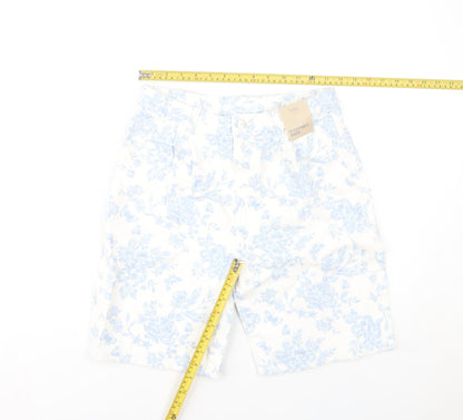 Marks and Spencer Girls Ivory Floral Bermuda Shorts 12-13Y Cotton Adjustable Waist