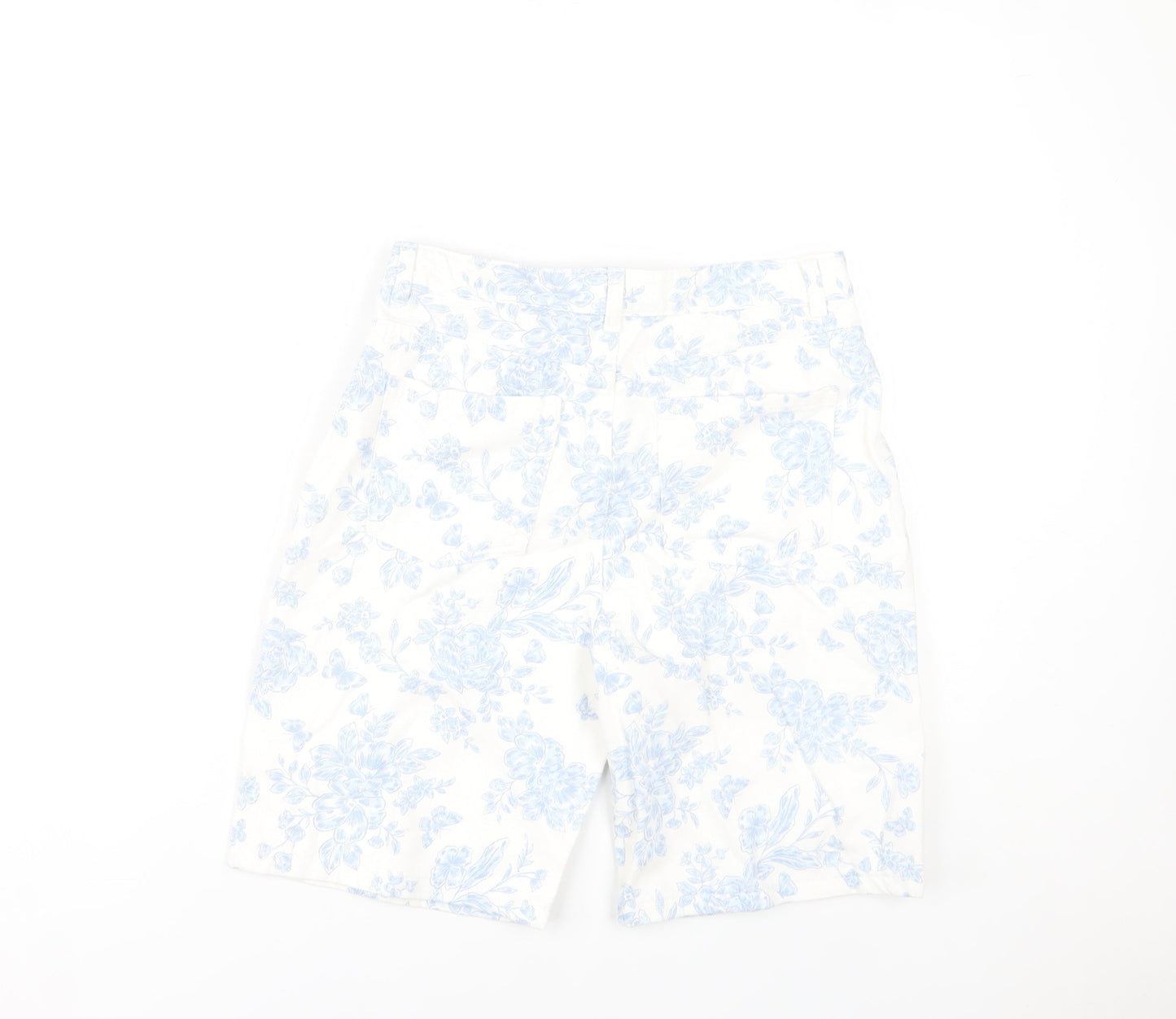 Marks and Spencer Girls Ivory Floral Bermuda Shorts 12-13Y Cotton Adjustable Waist