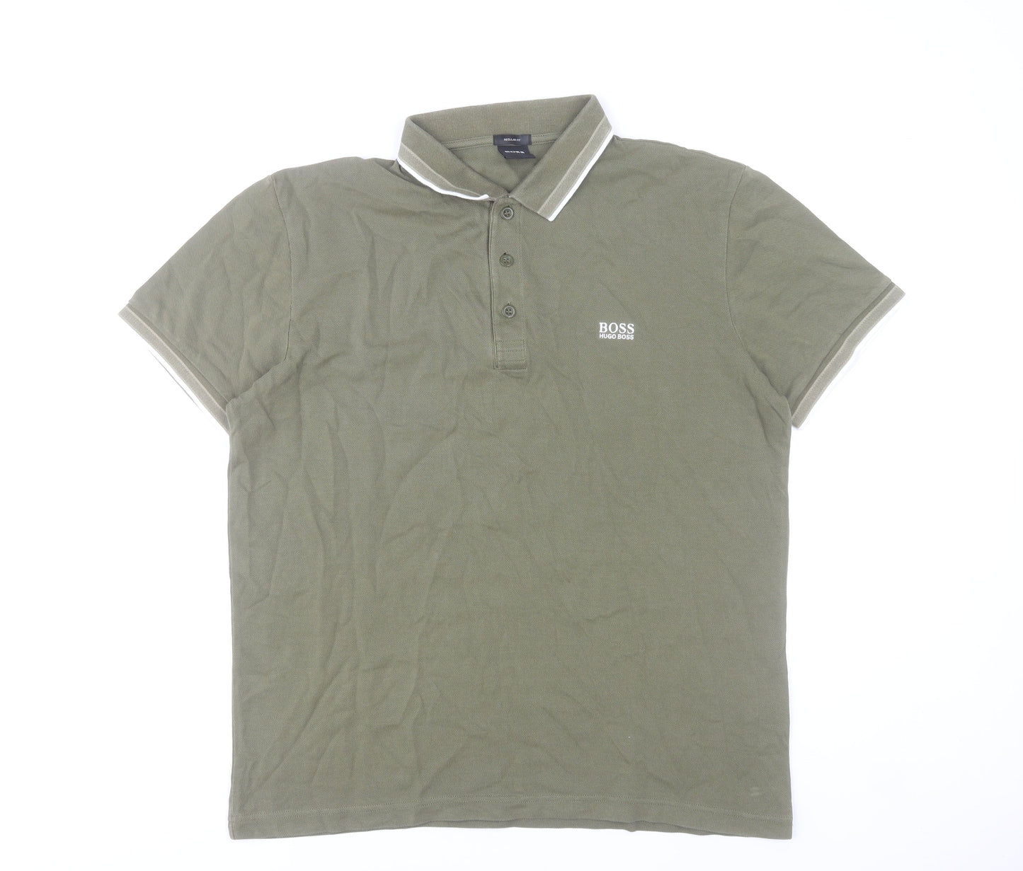 Hugo Boss Men’s Green Polo Shirt XL Regular Fit Cotton