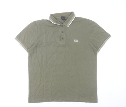Hugo Boss Men’s Green Polo Shirt XL Regular Fit Cotton