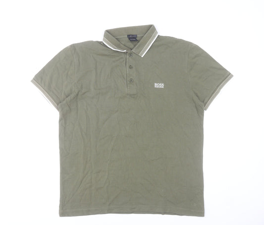 Hugo Boss Men’s Green Polo Shirt XL Regular Fit Cotton