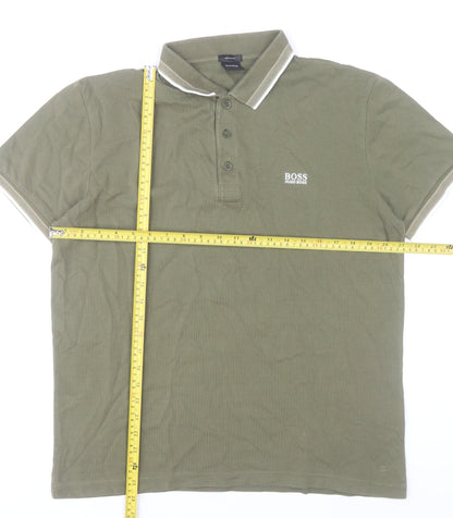 Hugo Boss Men’s Green Polo Shirt XL Regular Fit Cotton