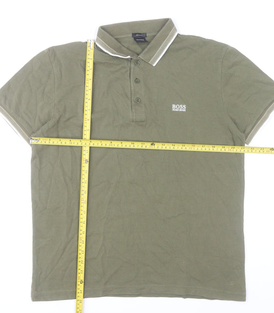 Hugo Boss Men’s Green Polo Shirt XL Regular Fit Cotton