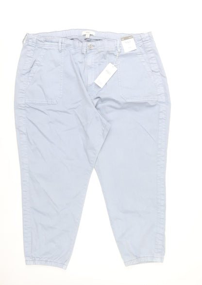 Marks and Spencer Womens Blue Chino Trousers Size 24 Elastic Waist