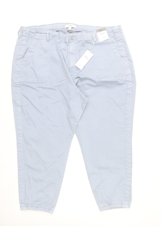 Marks and Spencer Womens Blue Chino Trousers Size 24 Elastic Waist