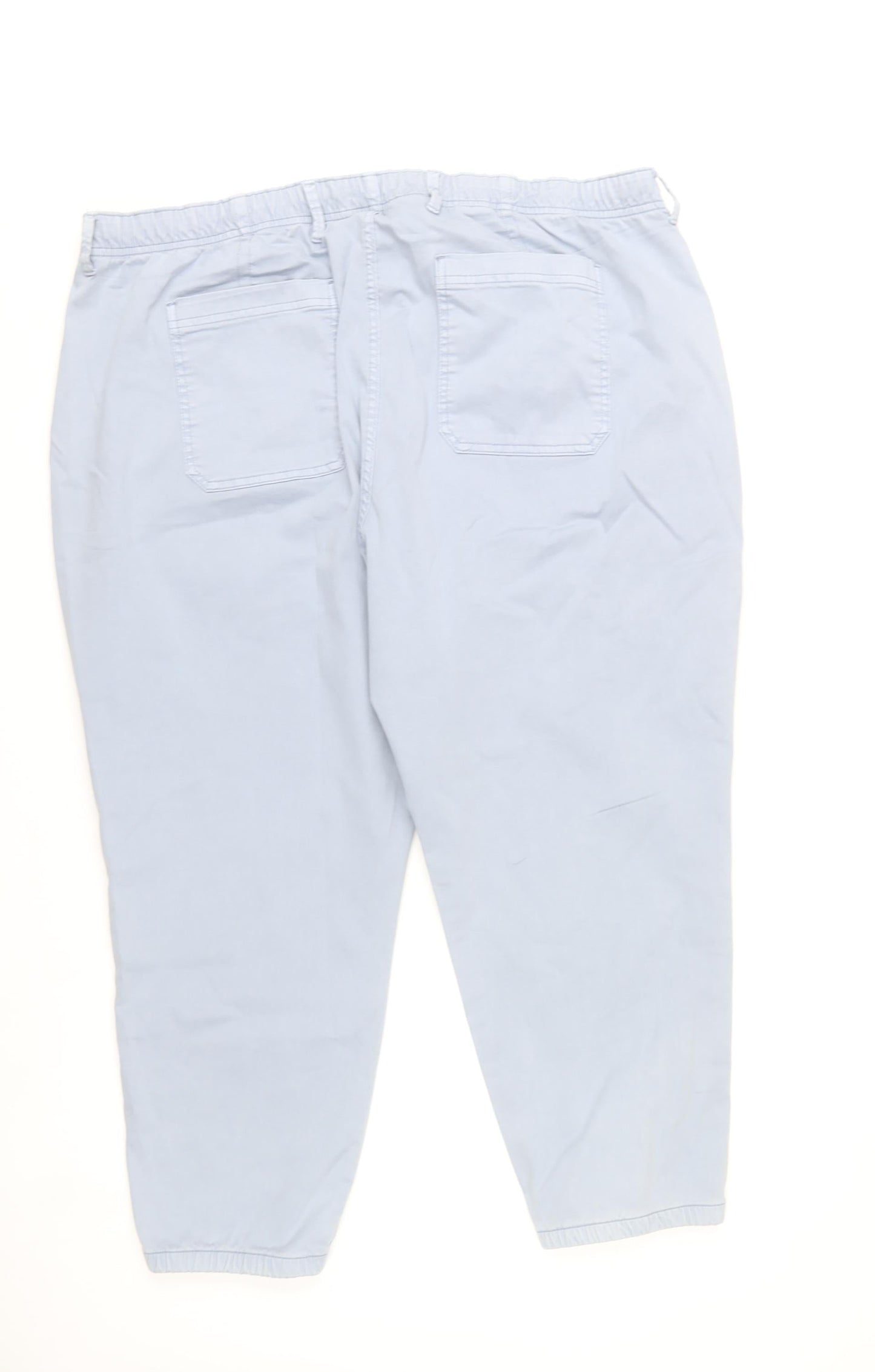 Marks and Spencer Womens Blue Chino Trousers Size 24 Elastic Waist