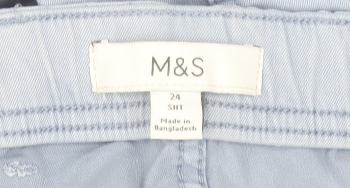 Marks and Spencer Womens Blue Chino Trousers Size 24 Elastic Waist