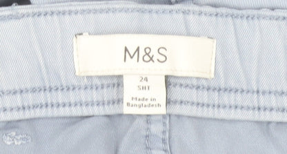 Marks and Spencer Womens Blue Chino Trousers Size 24 Elastic Waist