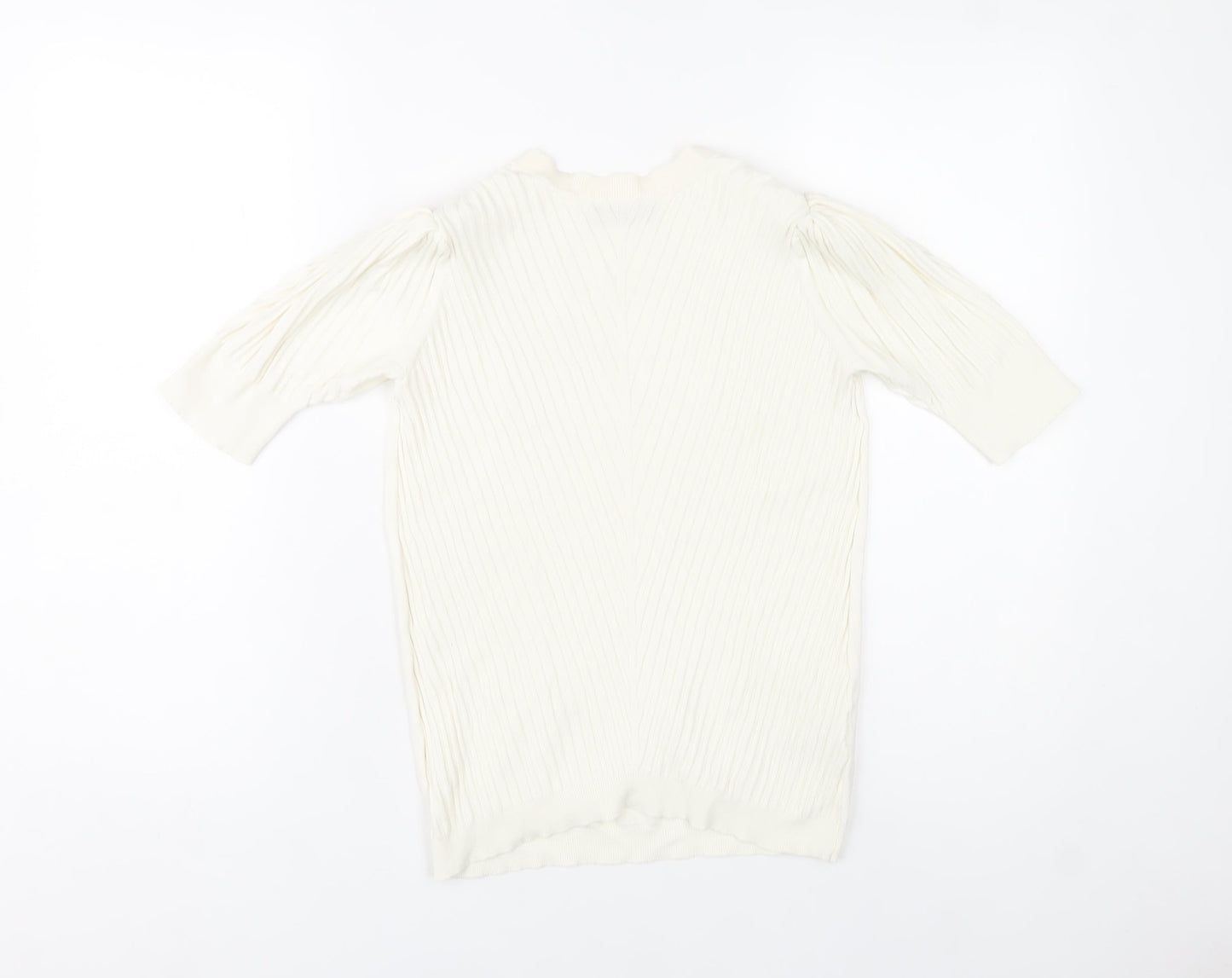 Marks and Spencer Women’s Ivory Knit Blouse Size 10 Puff Sleeve
