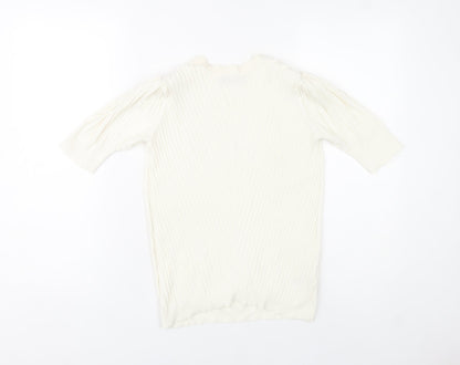 Marks and Spencer Women’s Ivory Knit Blouse Size 10 Puff Sleeve