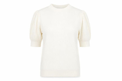 Marks and Spencer Women’s Ivory Knit Blouse Size 10 Puff Sleeve