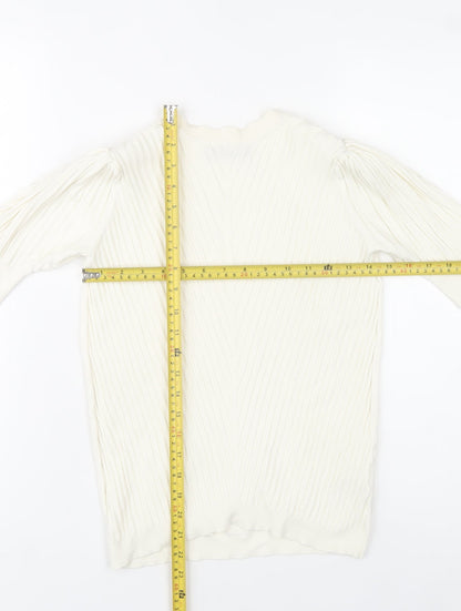 Marks and Spencer Women’s Ivory Knit Blouse Size 10 Puff Sleeve