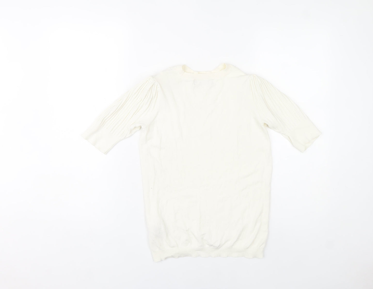 Marks and Spencer Women’s Ivory Knit Blouse Size 10 Puff Sleeve