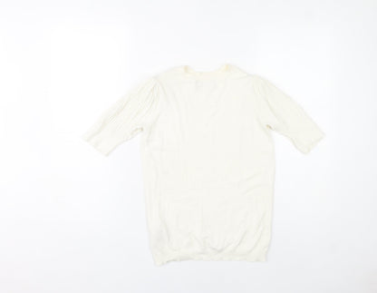 Marks and Spencer Women’s Ivory Knit Blouse Size 10 Puff Sleeve