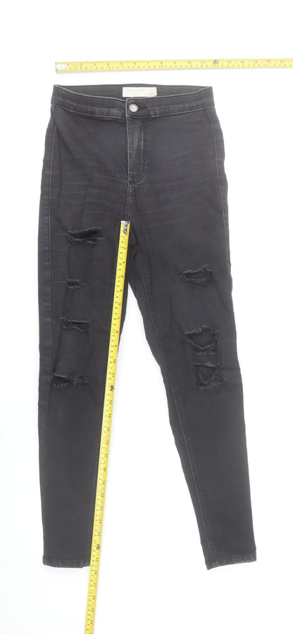 Topshop Womens Black Skinny Distressed Jeans Size W26 L30