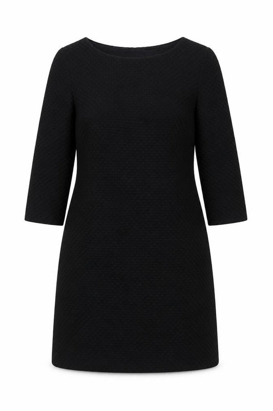 Hoss Intropia Women's Black Sheath Dress Size 14 3/4 Sleeve Knee Length