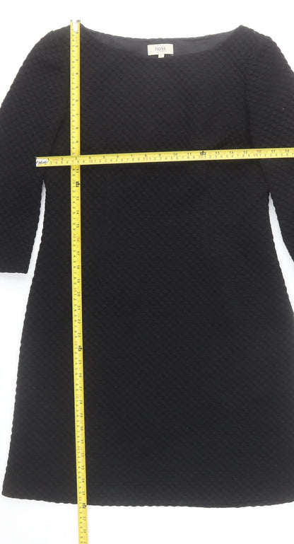 Hoss Intropia Women's Black Sheath Dress Size 14 3/4 Sleeve Knee Length