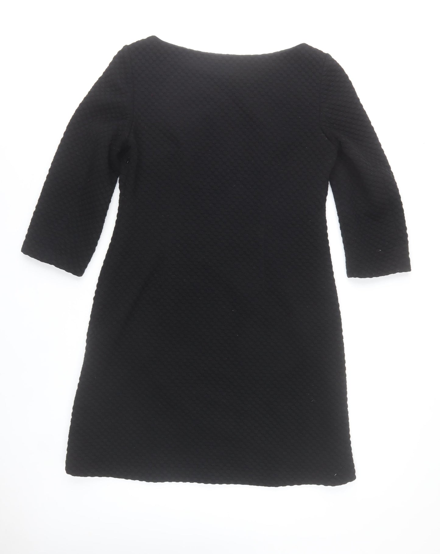 Hoss Intropia Women's Black Sheath Dress Size 14 3/4 Sleeve Knee Length