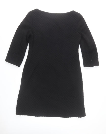 Hoss Intropia Women's Black Sheath Dress Size 14 3/4 Sleeve Knee Length