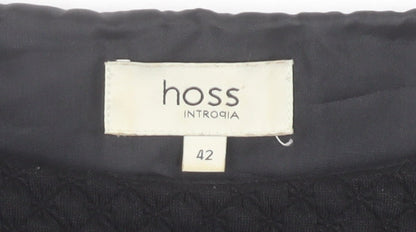 Hoss Intropia Women's Black Sheath Dress Size 14 3/4 Sleeve Knee Length