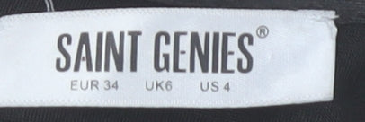 Saint Genies Women’s Black Mini Bodycon Dress Size 6 Ruched Strappy