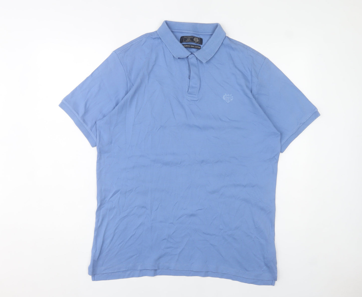 Paul Costelloe Men’s Blue Cotton Polo Shirt XL Regular Fit