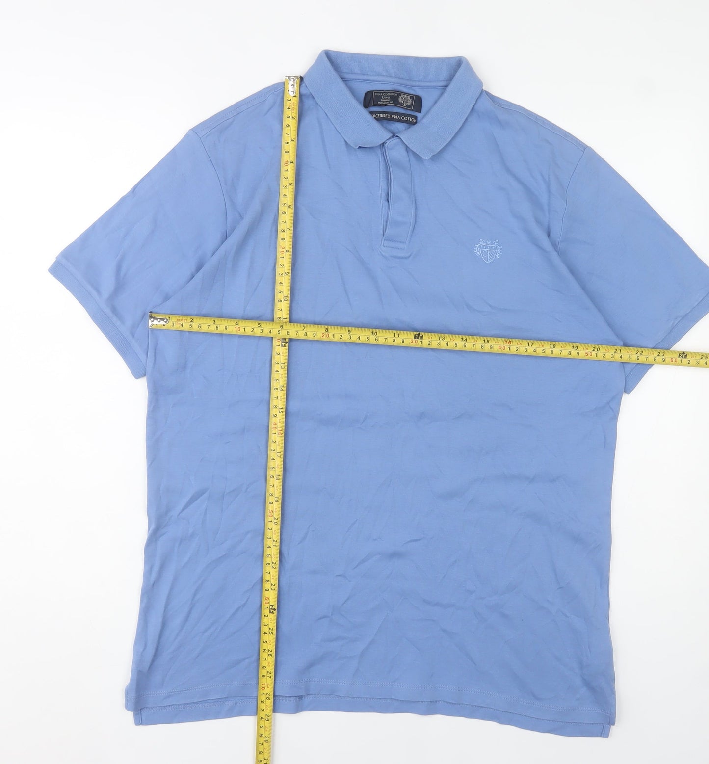 Paul Costelloe Men’s Blue Cotton Polo Shirt XL Regular Fit