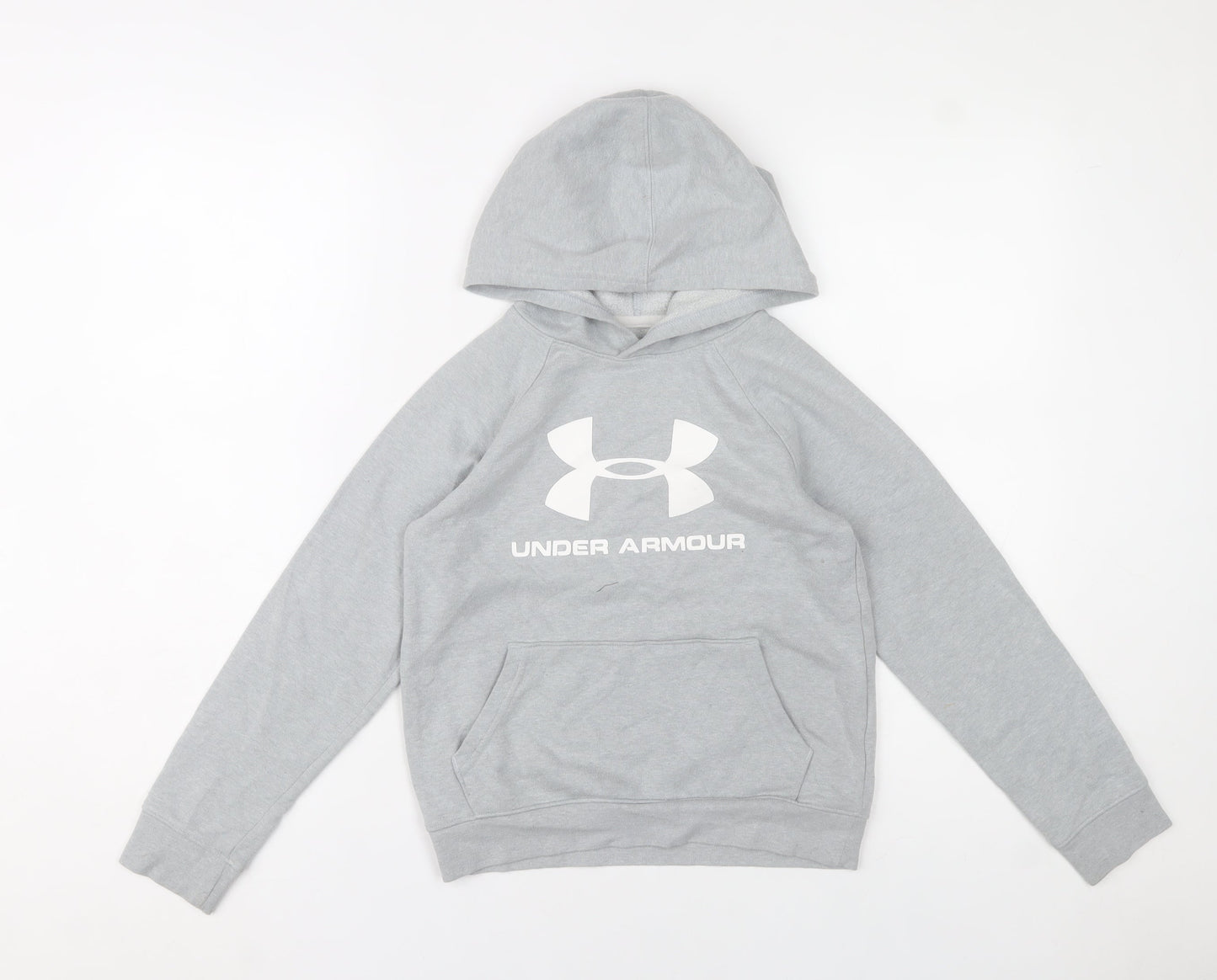 Under Armour Boys Grey Pullover Hoodie Size 8 Years Logo Sportswear