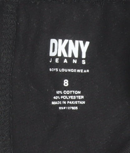 DKNY Boys Black Jogger Trousers 8 Years Cotton Blend Loungewear