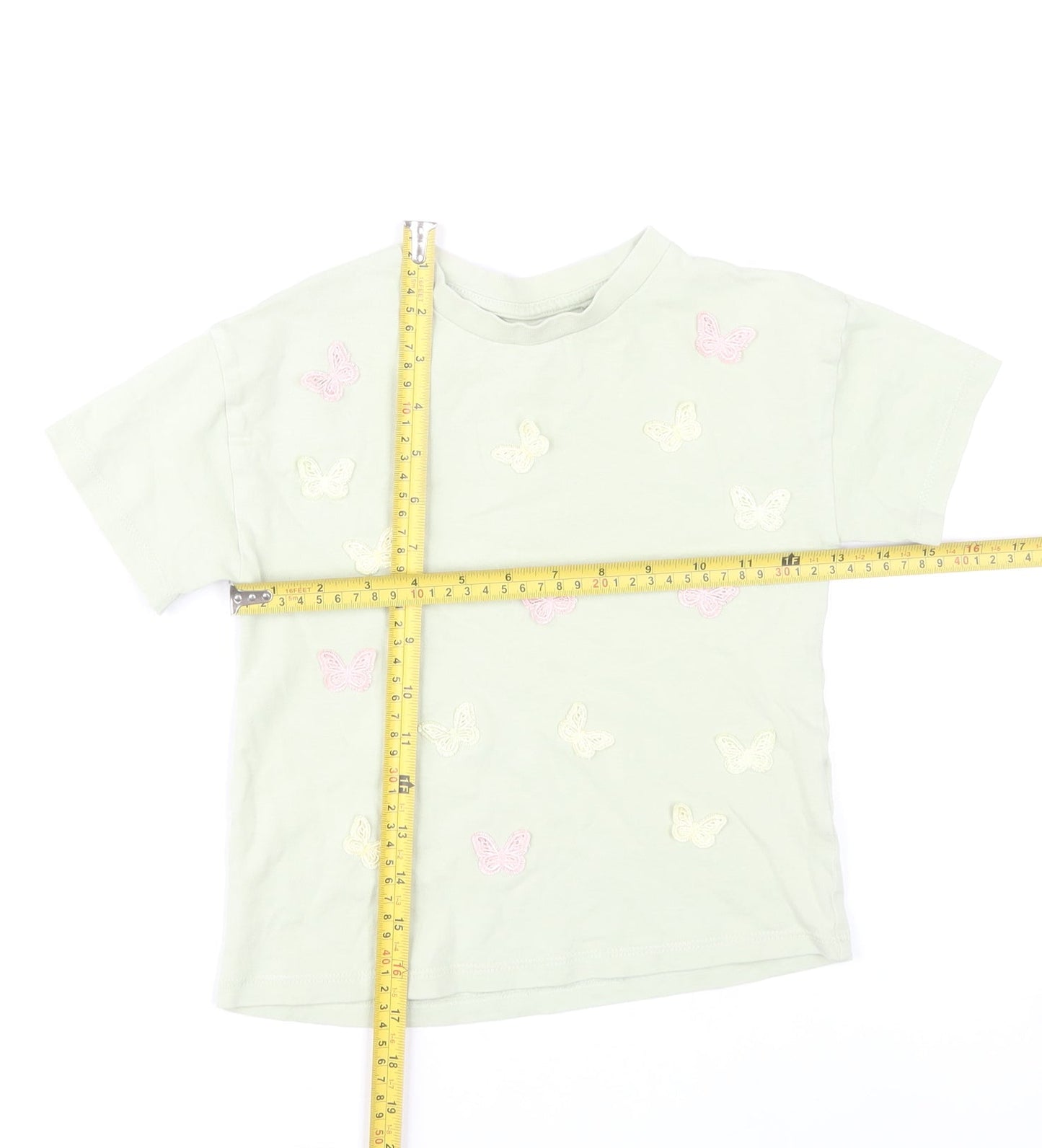 Next Girls Green Butterfly Embroidered Cotton T-Shirt 4 Years
