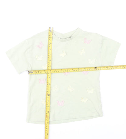 Next Girls Green Butterfly Embroidered Cotton T-Shirt 4 Years