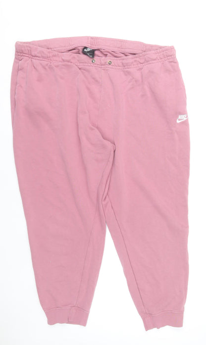 Nike Men’s Pink 2XL Sweatpants Tapered Fleece Cotton Blend